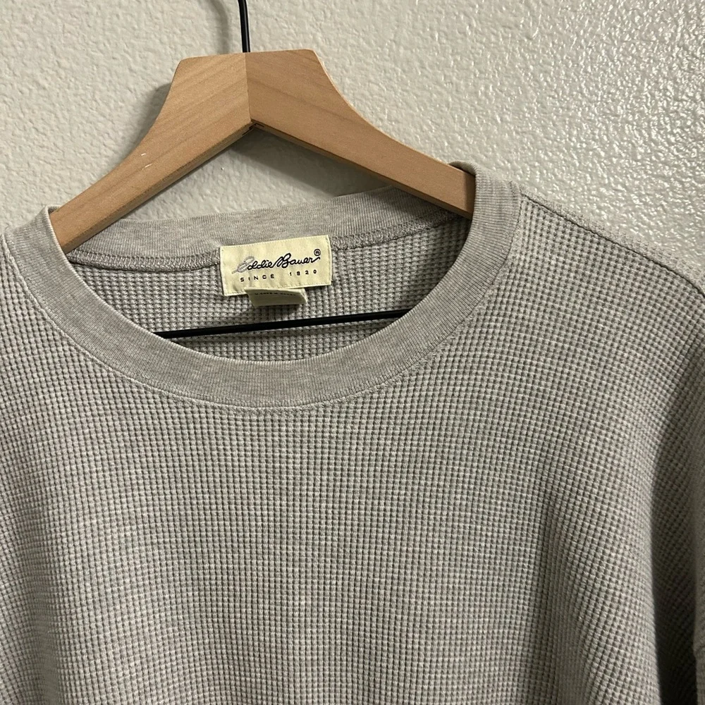 Eddie Bauer Light Gray Waffle Knit Top - Picture 2 of 7